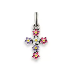James Avery Artisan Jewelry Pendants|Silver Pendants-Enamel Floral Cross Pendant