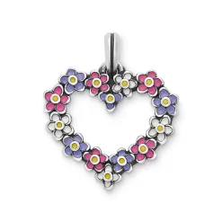 James Avery Artisan Jewelry Silver Pendants-Enamel Floral Heart Wreath Pendant