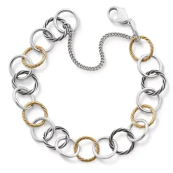 James Avery Artisan Jewelry Mixed Metal Bracelets|Sterling Silver Bracelets-Gold and Silver Loops Charm Bracelet