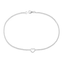 James Avery Artisan Jewelry Sterling Silver Bracelets-Heart Station Charm Anklet