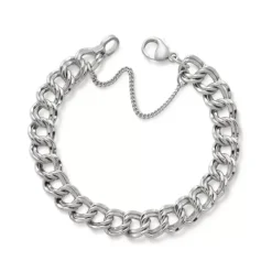 James Avery Artisan Jewelry Charm Bracelets|Men's Bracelets-Heavy Double Curb Charm Bracelet