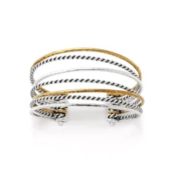 James Avery Artisan Jewelry Mixed Metal Bracelets|Sterling Silver Bracelets-Multi-Layered Cuff Bracelet