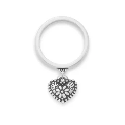 James Avery Artisan Jewelry Dangle Rings-Petite Floral Heart Charm Dangle Ring