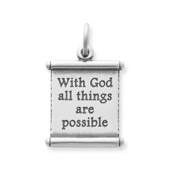 James Avery Artisan Jewelry Faith|Religious Charms-"All Things Are Possible" Scroll Charm