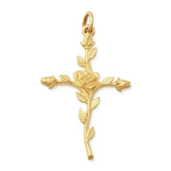 James Avery Artisan Jewelry Gold Pendants-Rosebud Cross Pendant