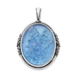James Avery Artisan Jewelry Silver Pendants-Sculpted Bluebonnet Layered Gemstone Pendant