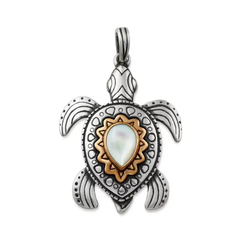 James Avery Artisan Jewelry Mixed Metal Pendants-Sea Turtle Gemstone Pendant