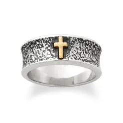 James Avery Artisan Jewelry Rings|Men's Rings-Textured Wedding Ring with Cross