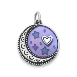 James Avery Artisan Jewelry Silver Pendants-To the Moon and Back Sculpted Layered Gemstone Pendant
