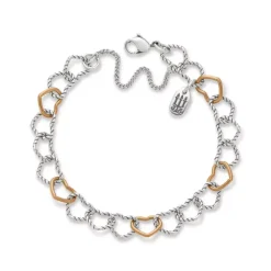 James Avery Artisan Jewelry Charm Bracelets-Twisted Wire Connected Hearts Charm Bracelet