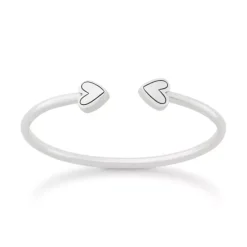 James Avery Artisan Jewelry Sterling Silver Bracelets-Two Hearts Flexible Cuff Bracelet
